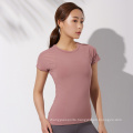 Factory Custom Logo Tee-Shirt Sport Essential Plain Color T-Shirt Slim Fit Gym Quick Dry T Shirt For Women